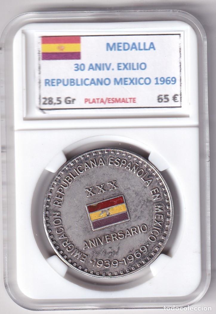 Medallas hist&oacute;ricas: CRCAP334 MEDALLA CONM. 30 ANIVERSARIO EXILIO REPUBLICANO MEXICO PLATA/ESMALTE