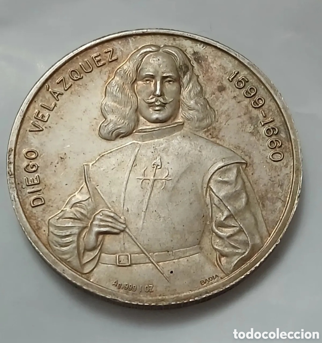 Medallas hist&oacute;ricas: ONZA DE PLATA LAS HILANDERAS DE VEL&Aacute;ZQUEZ (BONITA P&Aacute;TINA)