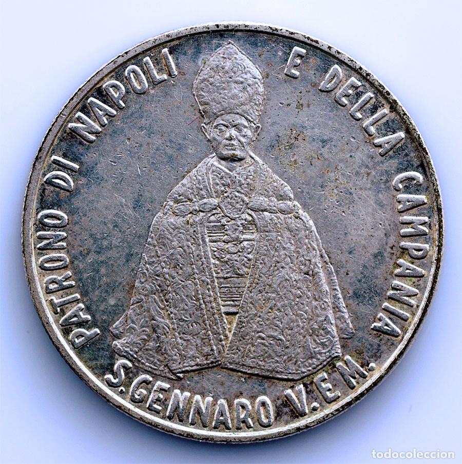 Medallas hist&oacute;ricas: SC. Italia. Medalla de San Genaro patrono de N&aacute;poles, Plata 13,9g