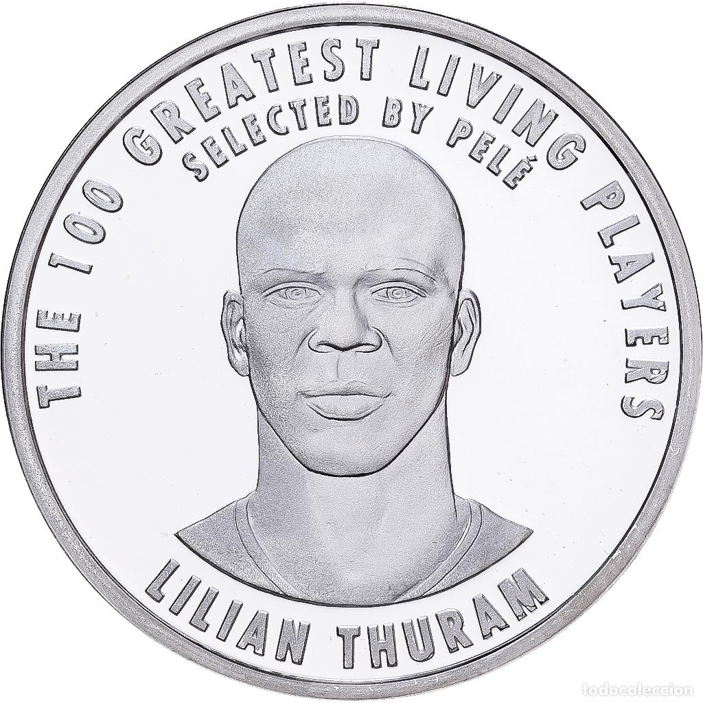 Medallas hist&oacute;ricas: [#1530242] Francia, medalla, Football, 100 Ans de la FIFA, Lilian Thuram, 2004, Plata, BE