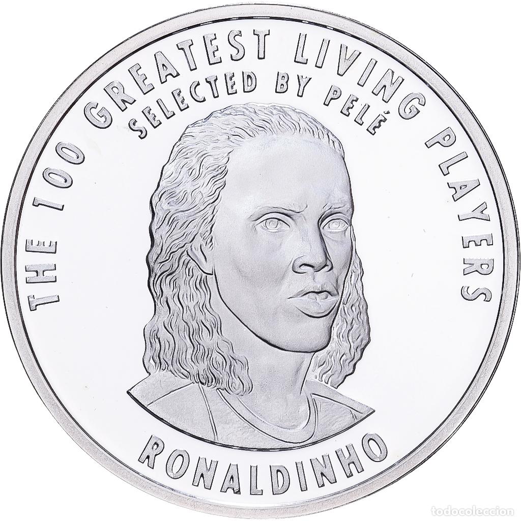 Medallas hist&oacute;ricas: [#1530244] Francia, medalla, Football,100 Ans de la FIFA, Ronaldinho, 2004, Plata, BE, FDC