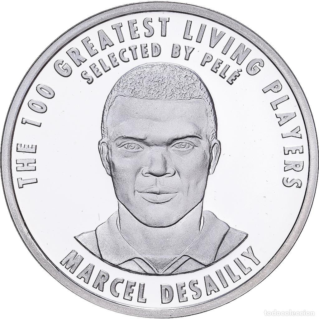 Medallas hist&oacute;ricas: [#1530246] Francia, medalla, Football,100 Ans de la FIFA, Marcel Dessailly, 2004, Plata