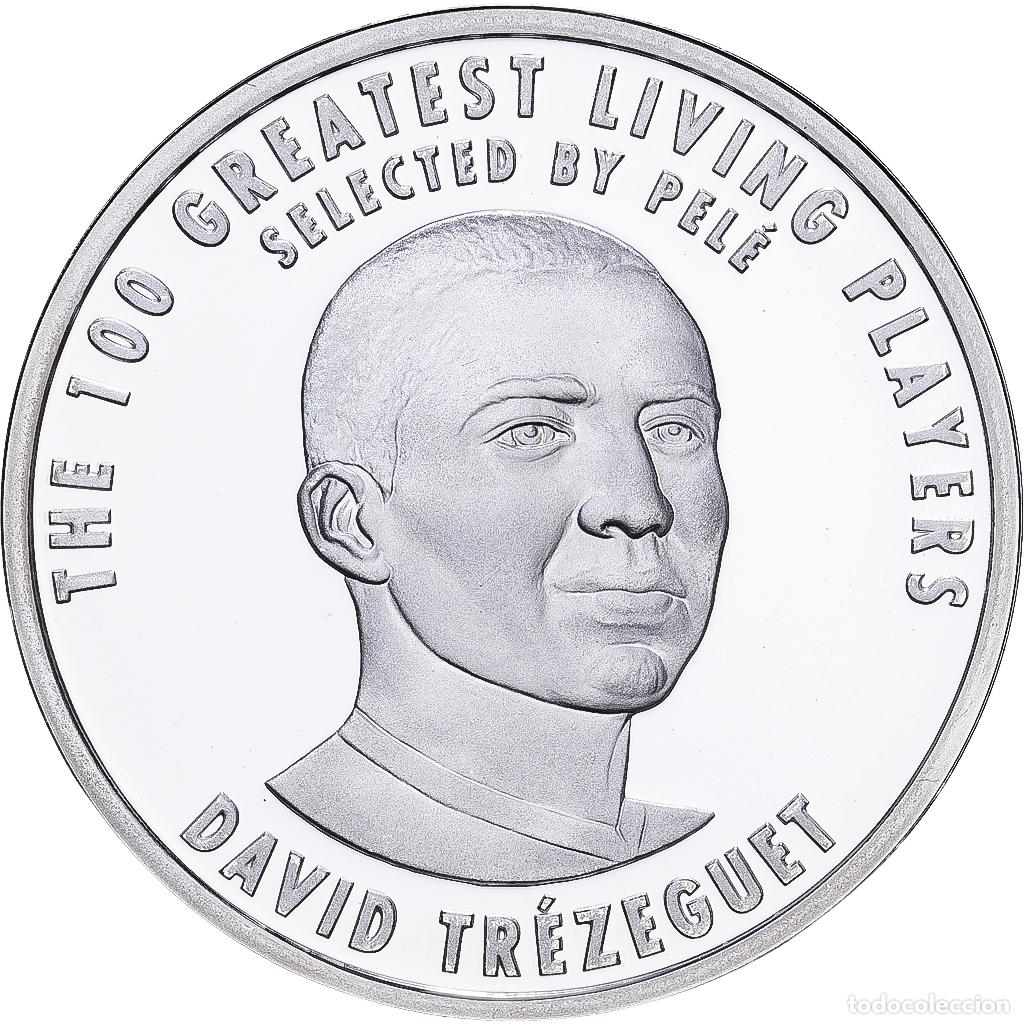 Medallas hist&oacute;ricas: [#1530251] Francia, medalla, Football,100 Ans de la FIFA, David Tr&eacute;zeguet, 2004, Plata