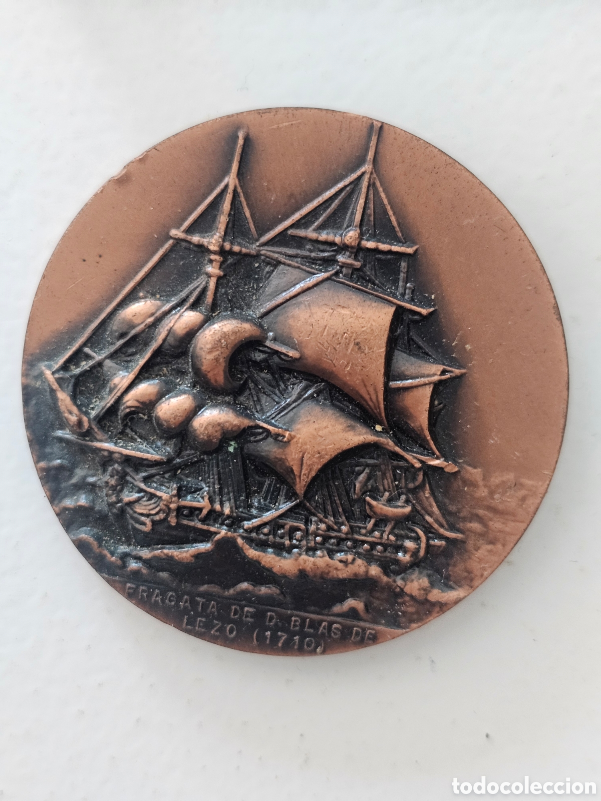 Medaglie storiche: Medalla de cobre del Sal&oacute;n N&aacute;utico IX de 1971 Fragata de Don Blas de Lemo Vallmitjana