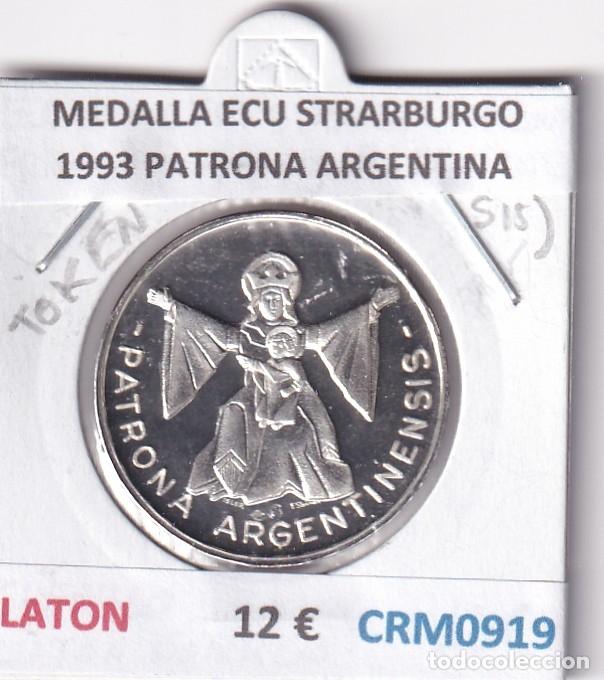Medallas hist&oacute;ricas: CRM0919 MEDALLA ECU STRARBURGO 1993 PATRONA ARGENTINA LATON DORADO