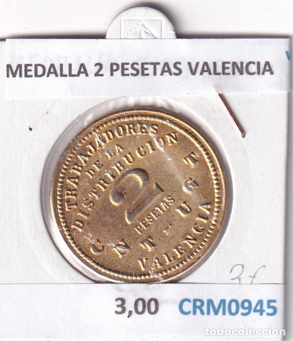 Medallas hist&oacute;ricas: CRM0945 MEDALLA 2 PESETAS VALENCIA