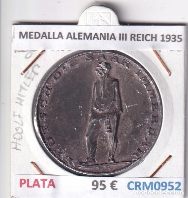 Medallas hist&oacute;ricas: CRM0952 MEDALLA ALEMANIA III REICH 1935 PLATA