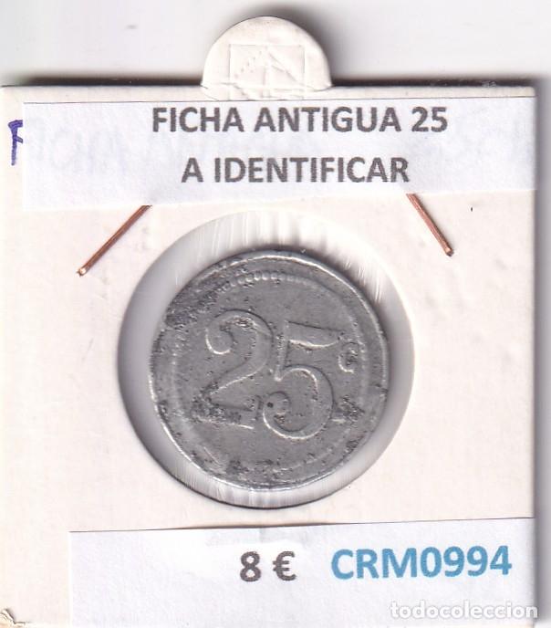 Historical Medals: CRM0993 FICHA ANTIGUA 20 A IDENTIFICAR