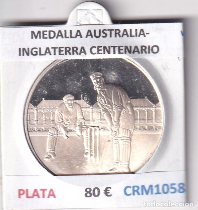 Medallas hist&oacute;ricas: CRM1058 MEDALLA AUSTRALIA-INGLATERRA CENTENARIO CRICKET PLATA