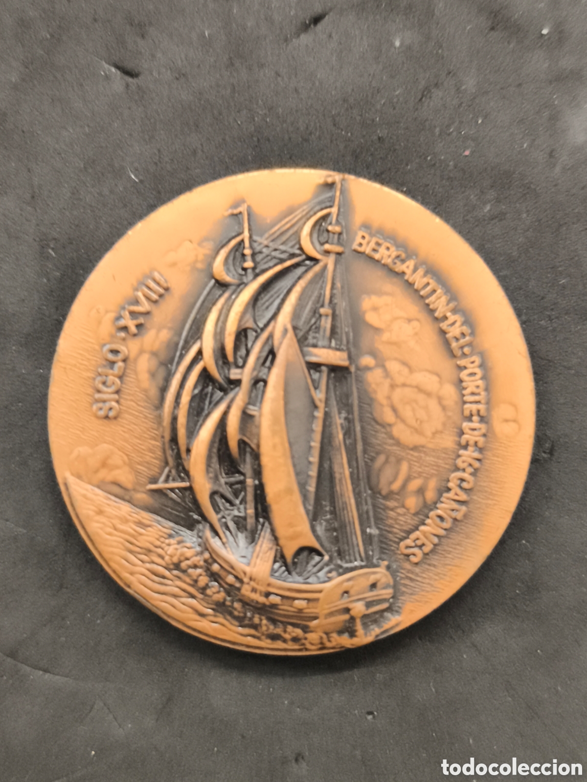 Medallas hist&oacute;ricas: MEDALLA SALON NAUTICO DE BARCELONA 1975 - bergant&iacute;n del portede 16 ca&ntilde;ones