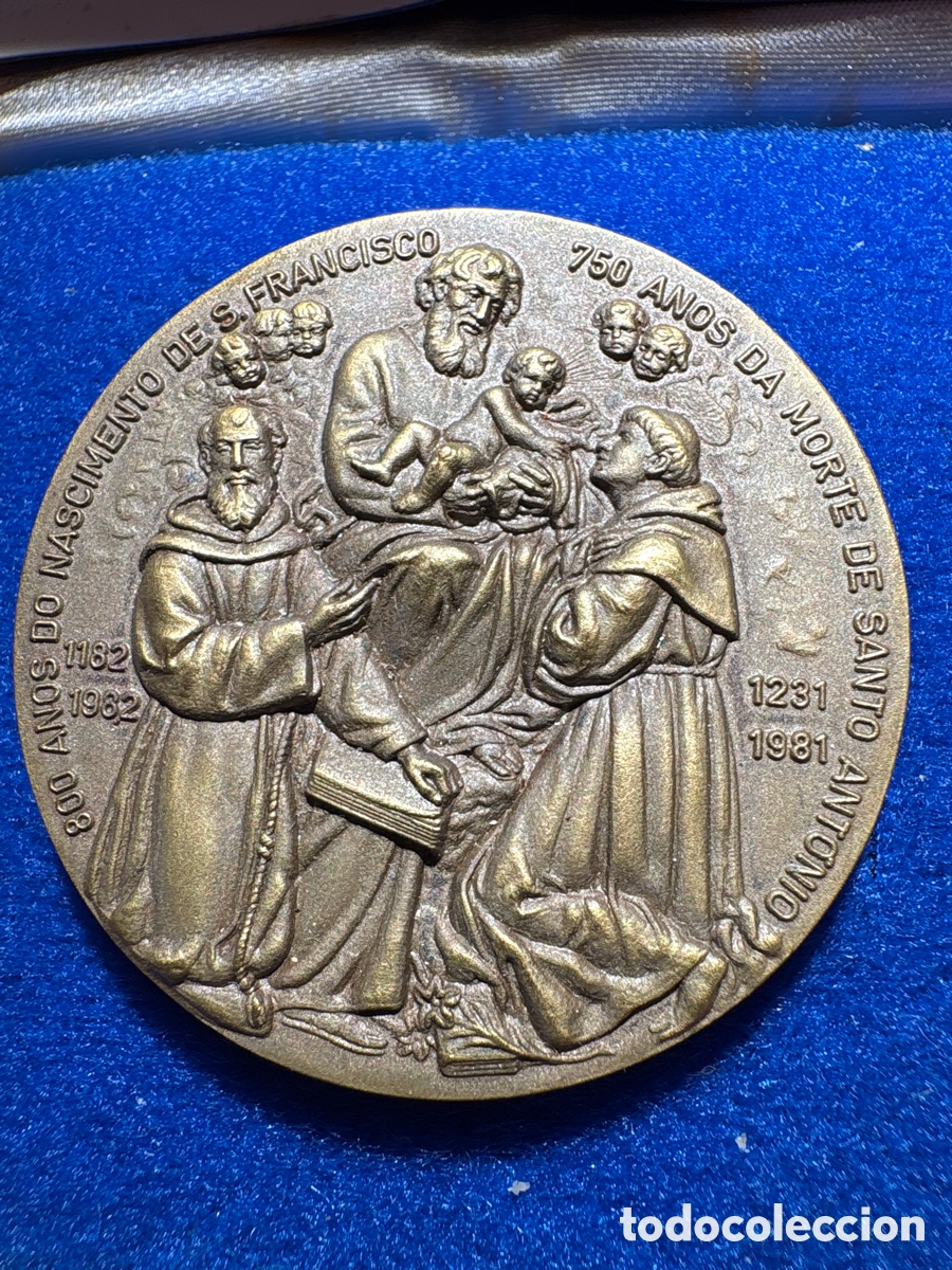 Medallas hist&oacute;ricas: Rara medalla de bronce doble, 800 a&ntilde;os nacimiento S.Francisco, 750 a&ntilde;os muerte San Antonio (A2)