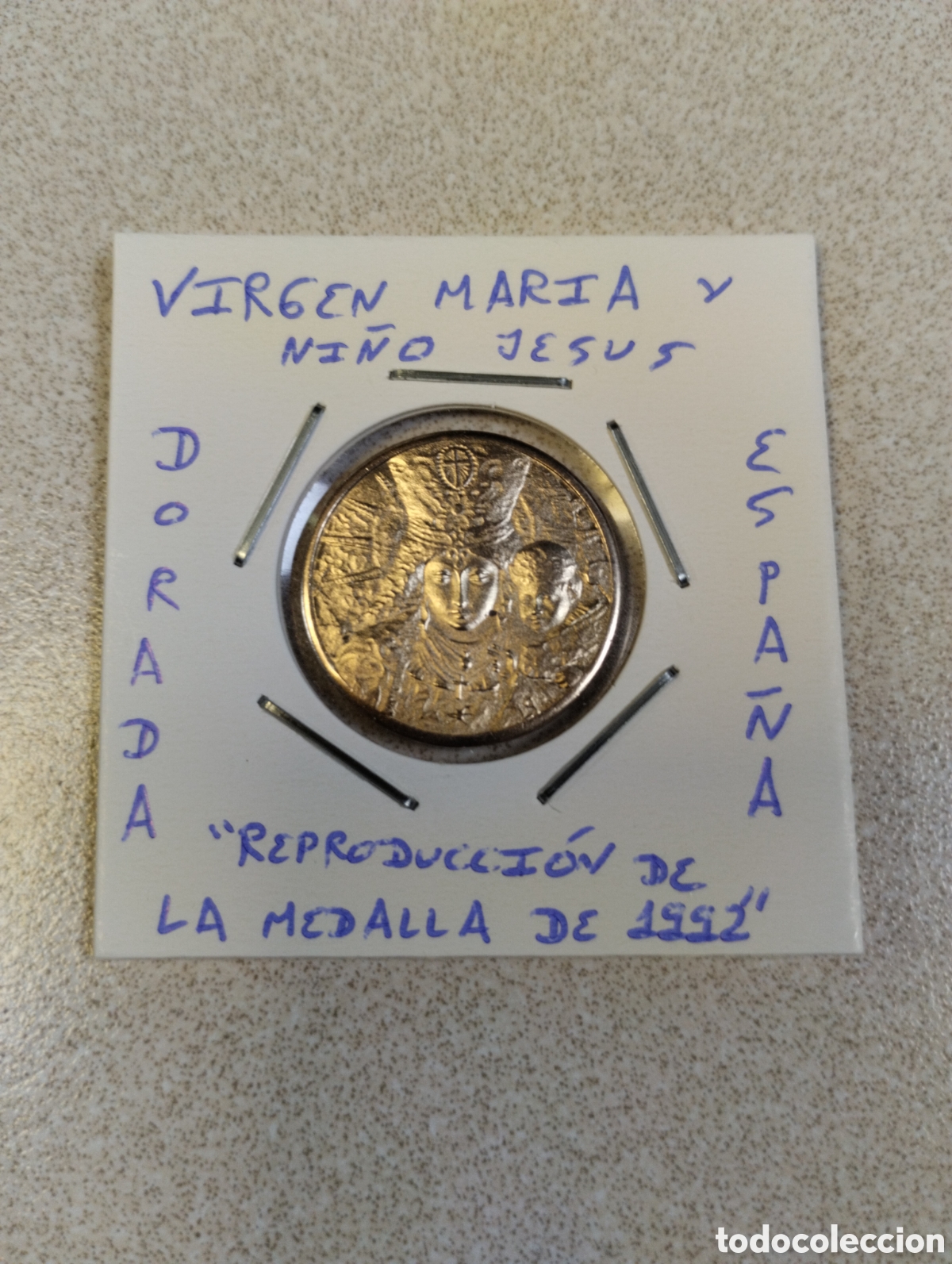 Medallas hist&oacute;ricas: Medalla religiosa virgen y el ni&ntilde;o reproducci&oacute;n 1992