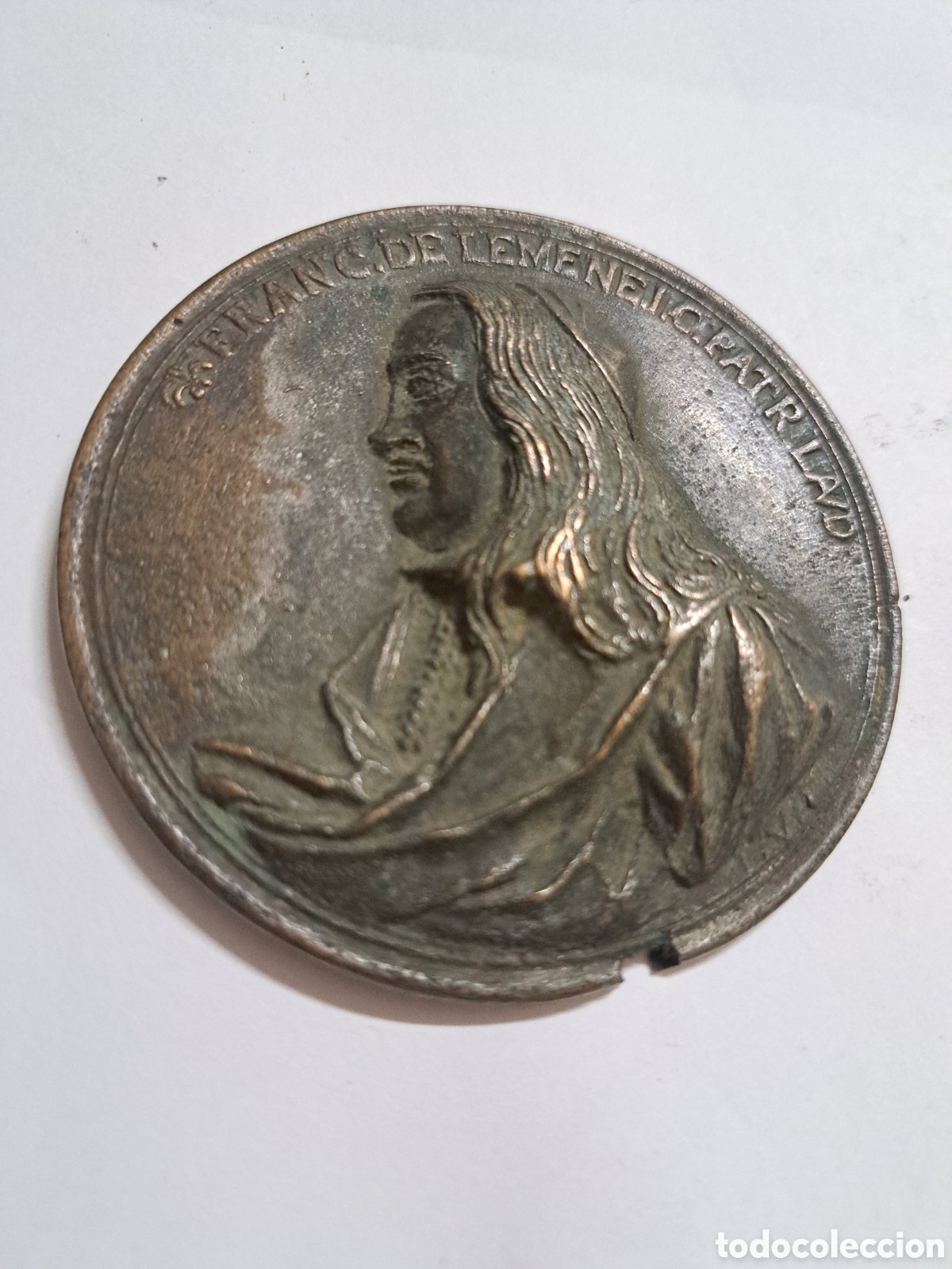 Medallas hist&oacute;ricas: Gran Medalla de Francesco De Lemene ( 1634 - 1704 ) en bronce con enormes relieves