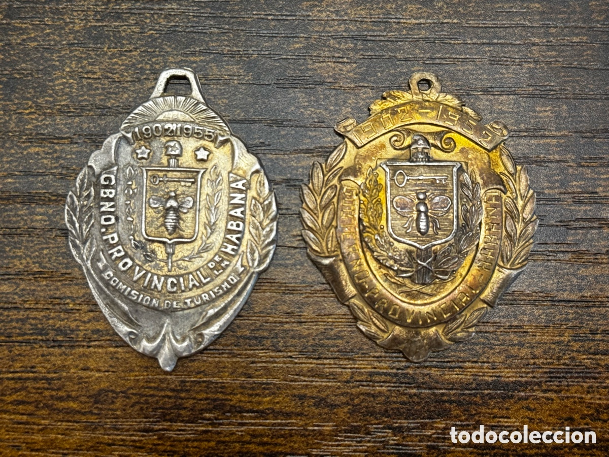 Medallas hist&oacute;ricas: 2 variantes de Medallas del Gobierno Provincial de La Habana. Cuba Republicana. Plata
