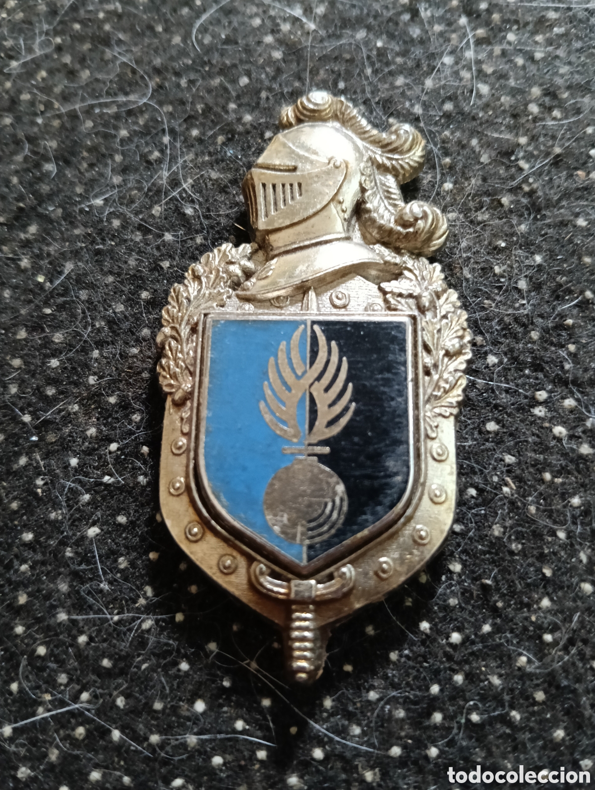 Medallas hist&oacute;ricas: Insignia o placa met&aacute;lica de solapa de la Gendarmer&iacute;a Nacional de Francia, mide 6 x 3 cm.