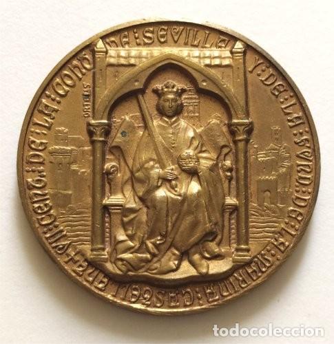 Medalhas hist&oacute;ricas: VII Centenario de la Conquista de Sevilla y fundaci&oacute;n Marina castellana. 1248-1948. Firma Ortells