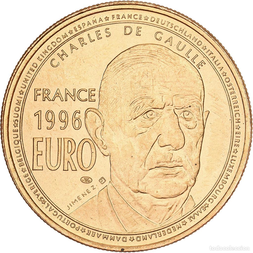 Medallas hist&oacute;ricas: [#1525901] Francia, medalla, 1 Euro Essai De Gaulle, 1998, Copper Gilt, SC