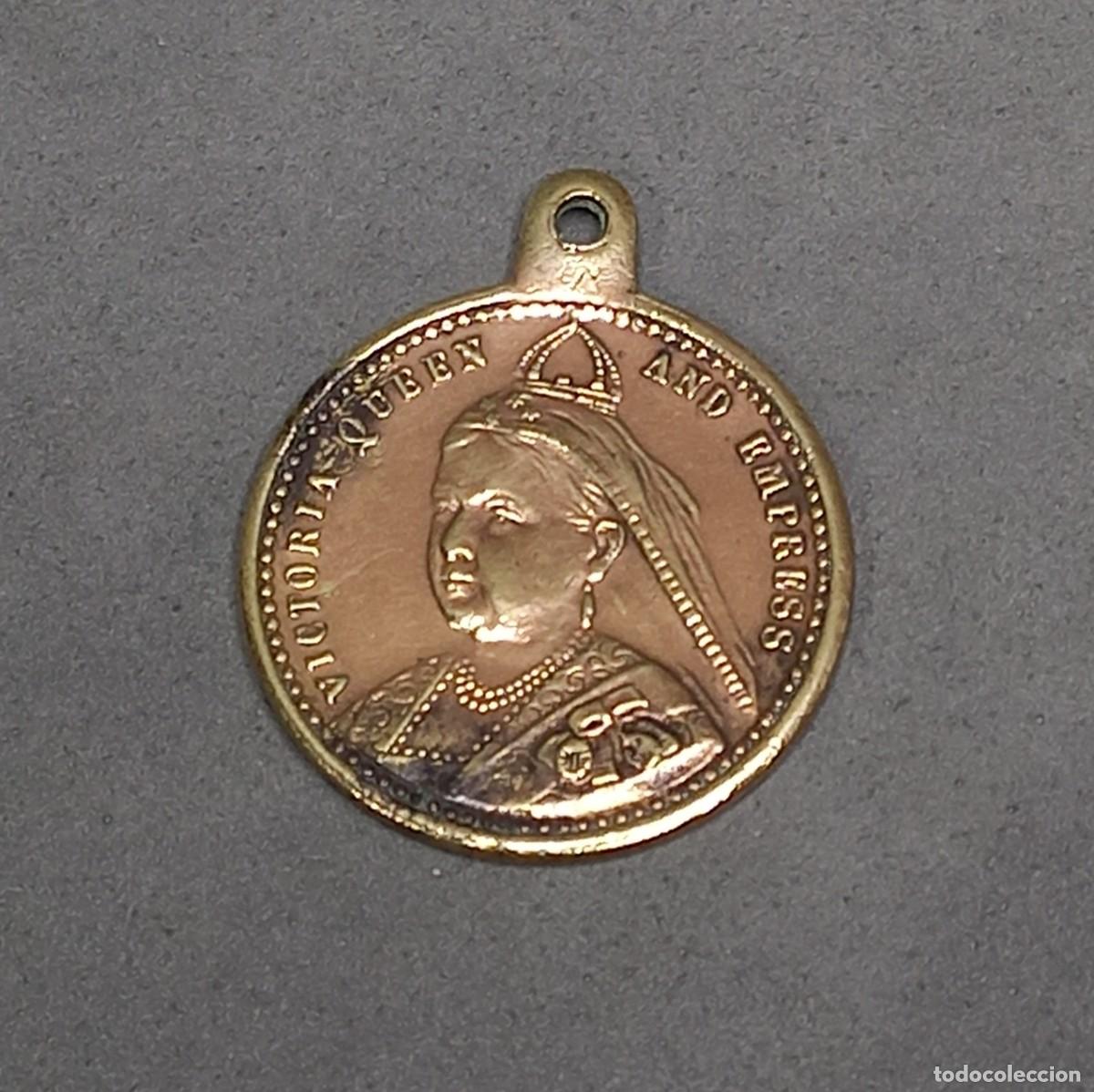 Medallas hist&oacute;ricas: Antigua medalla circa 1890. Victoria, Reina del Reino Unido de Gran Breta&ntilde;a y Emperatriz de la India