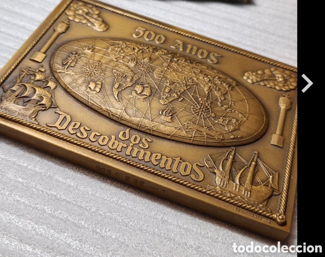 Medallas hist&oacute;ricas: Medalla Rectangular Bronce -500 Anos dos Descobrimentos Portugueses-Bartolomeu Dias-N&deg;355/500