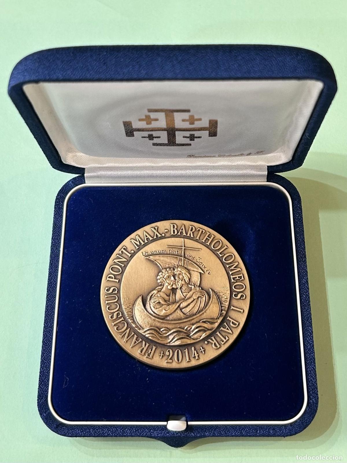 Medallas hist&oacute;ricas: CREXP283 MEDALLA CONM. VISITA FRANCISO I Y BARTOLEME I A JERUSALEN 2014 92 GRAMOS