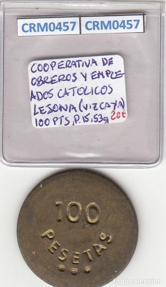 Medallas hist&oacute;ricas: CRM0457 FICHA COOP DE OBREROS Y EMPLEADOS CATOLICOS 100 PESETAS