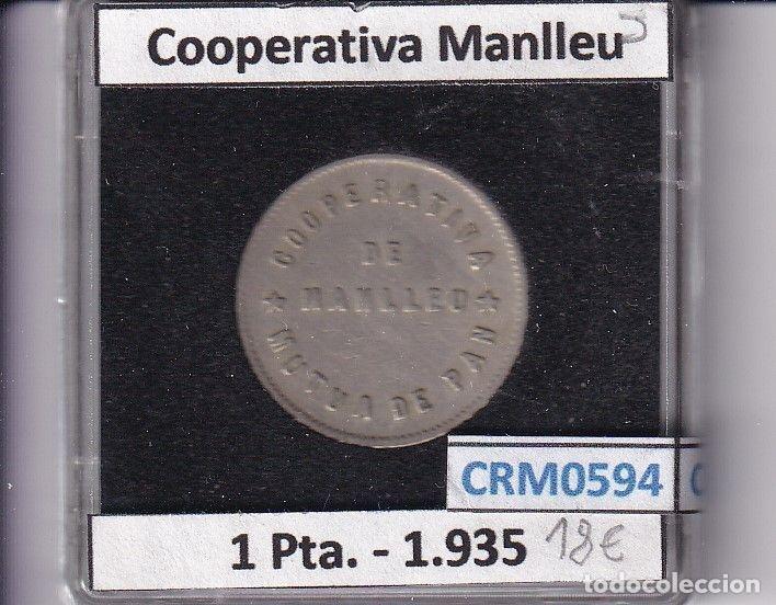 M&eacute;dailles historiques: CRM0594 FICHA COOPERATIVA MANLLEU 1 PESETA 1935