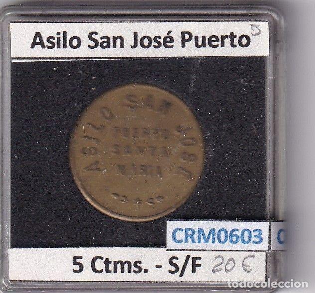M&eacute;dailles historiques: CRM0603 FICHA ASILO SAN JOSE PUERTO 5 CENTIMOS S/F