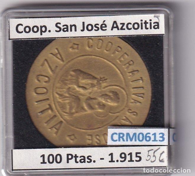 M&eacute;dailles historiques: CRM0613 FICHA COOP. SAN JOSE AZCOITIA 100 PESETAS 1915