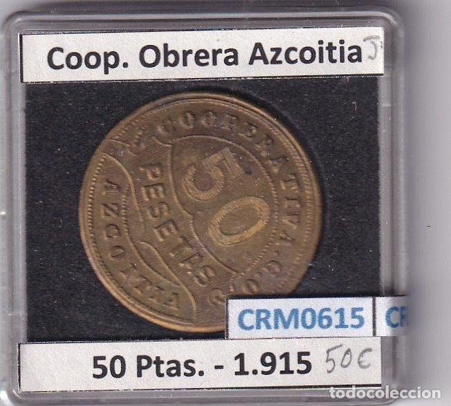 M&eacute;dailles historiques: CRM0615 FICHA COOP. OBRERA AZCOITIA 50 PESETAS 1915