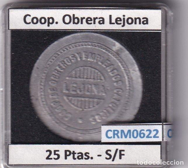 M&eacute;dailles historiques: CRM0622 FICHA COOP. OBRERA LEJONA 25 PESETAS S/F