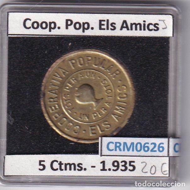 Historische Medaillen: CRM0626 FICHA COOP. POPULAR ELS AMICS 5 CENTIMOS 1935
