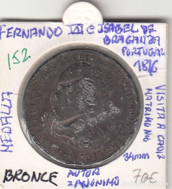 Medalhas hist&oacute;ricas: CRM0152 MEDALLA BRONCE FERNANDO VII E ISABEL 1826
