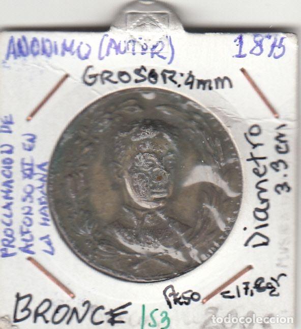 Medalhas hist&oacute;ricas: CRM0153 MEDALLA BRONCE 1875 PROCLAMACION DE ALFONSO XII EN LA HABANA