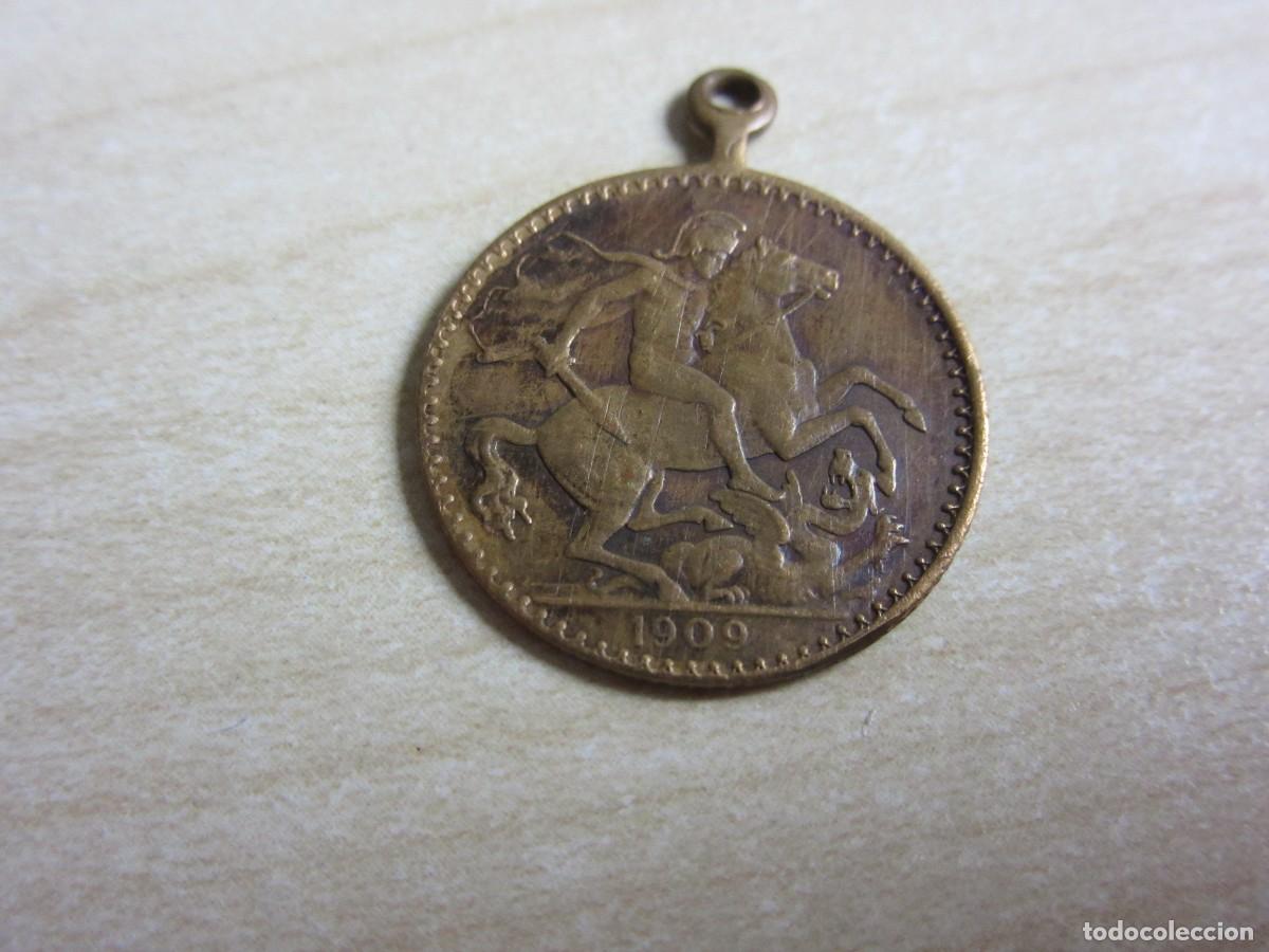 Medallas hist&oacute;ricas: Medalla de Eduardo VII de Gran Breta&ntilde;a Reverso San Jorge Fechada 1909 Di&aacute;metro 1,9 cm