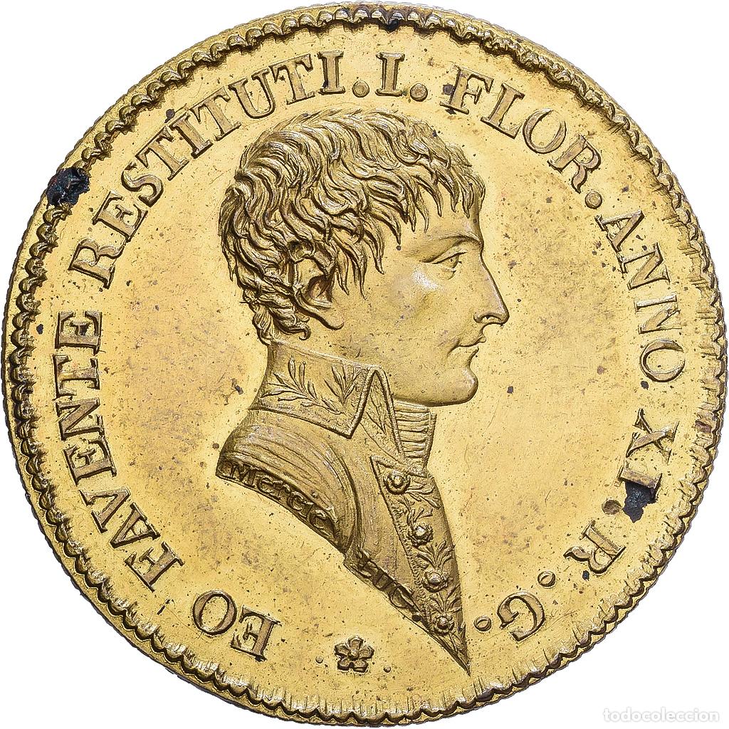 Medallas hist&oacute;ricas: [#1215630] Francia, zeton, Napoleon I, Agents de Change de Lyon, 1803, Copper Gilt, MBC+