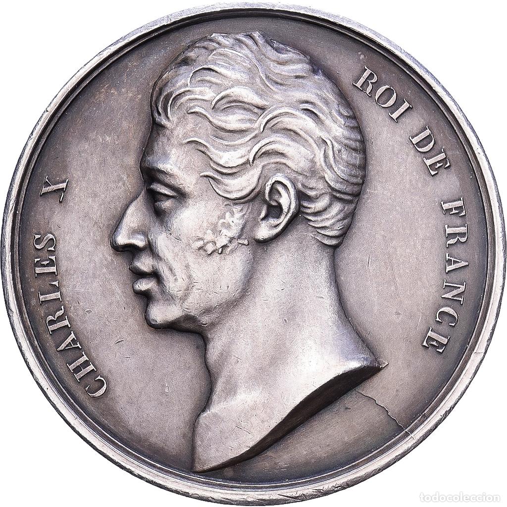 Medallas hist&oacute;ricas: [#1215619] Francia, medalla, Av&egrave;nement de Charles X, Ouvriers des Ports de Paris, 1824