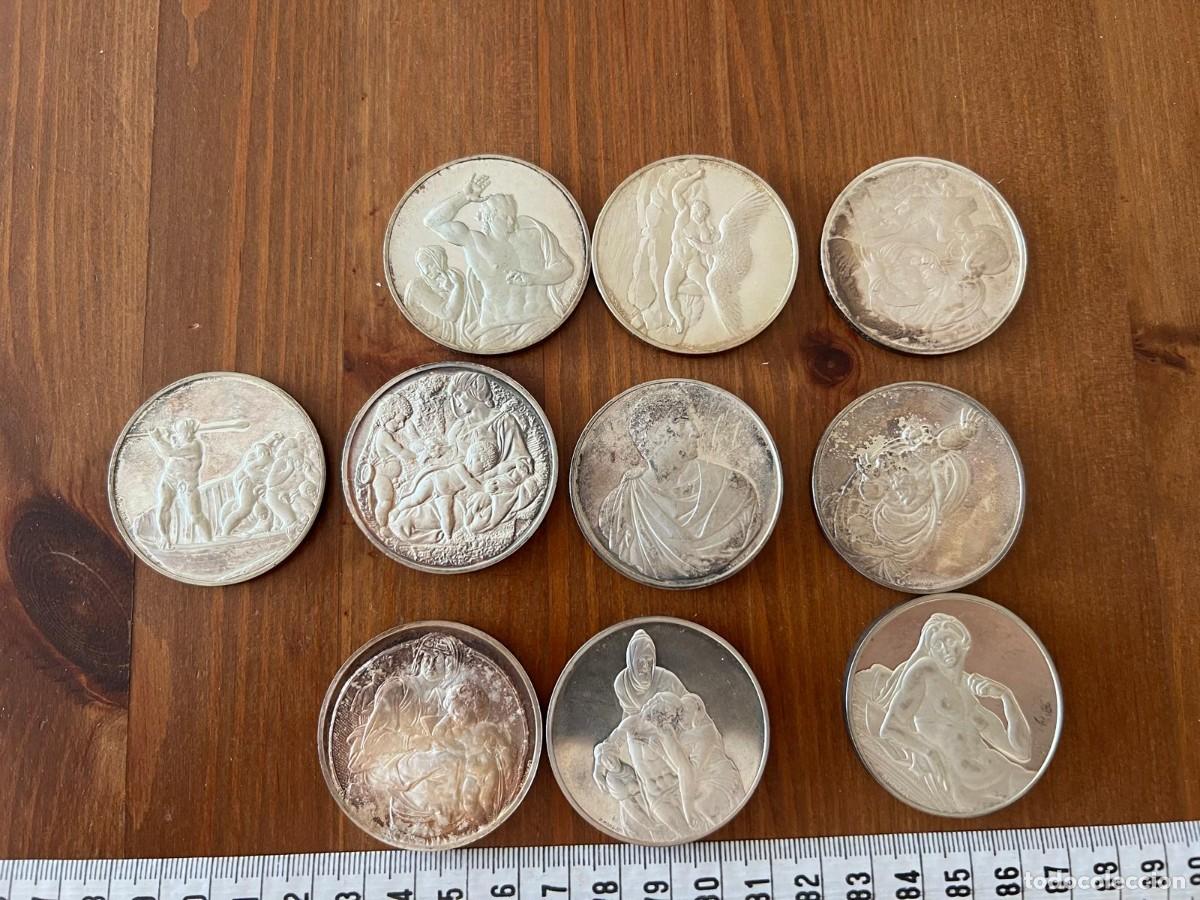 Medallas hist&oacute;ricas: 10 medallas conmemorativas de plata de la misma colecci&oacute;n de Miguel &Aacute;ngel Buonarroti,