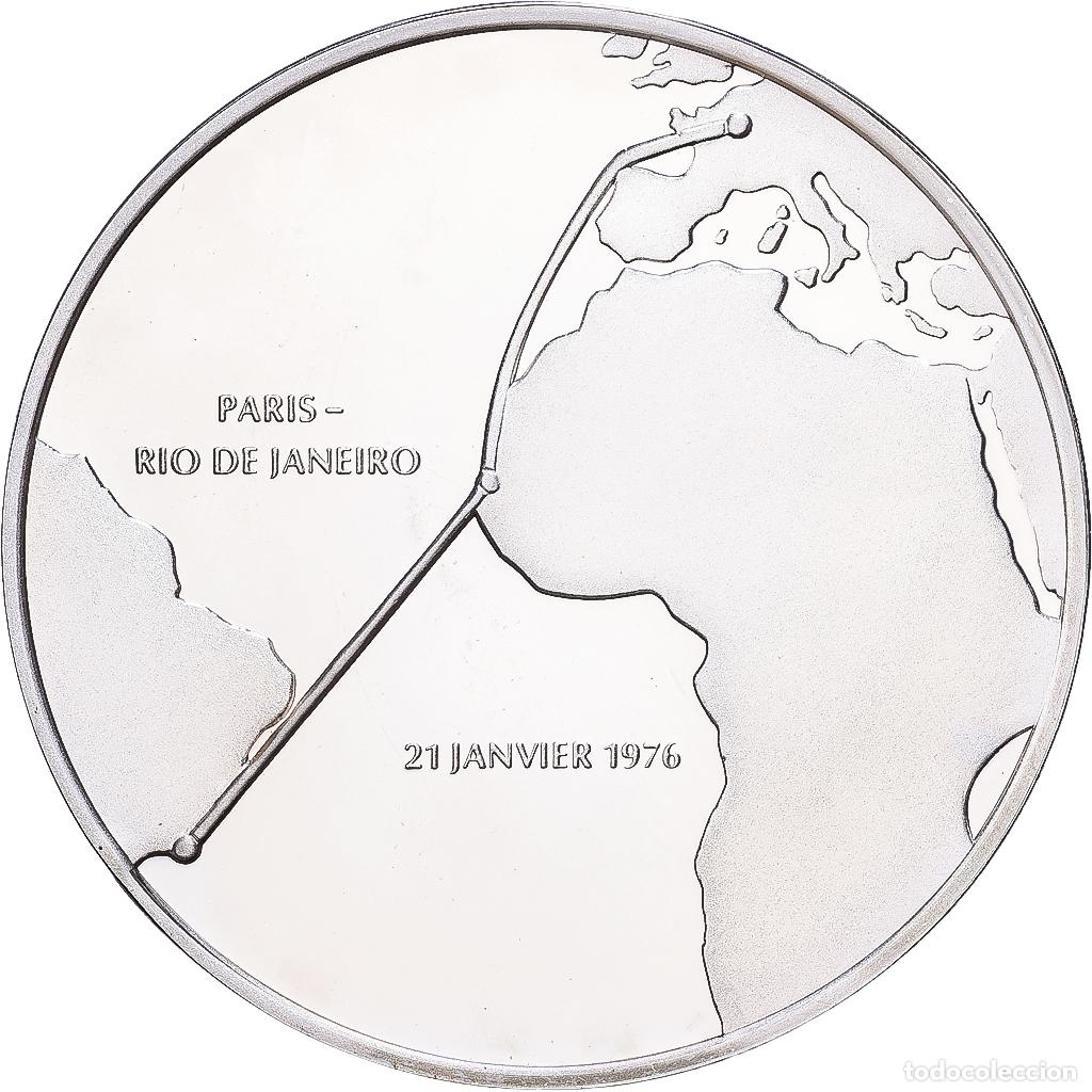 Medallas hist&oacute;ricas: [#1215604] Francia, medalla, Premier Vol Supersonique, Commercial, Paris-Rio, 1976, Plata