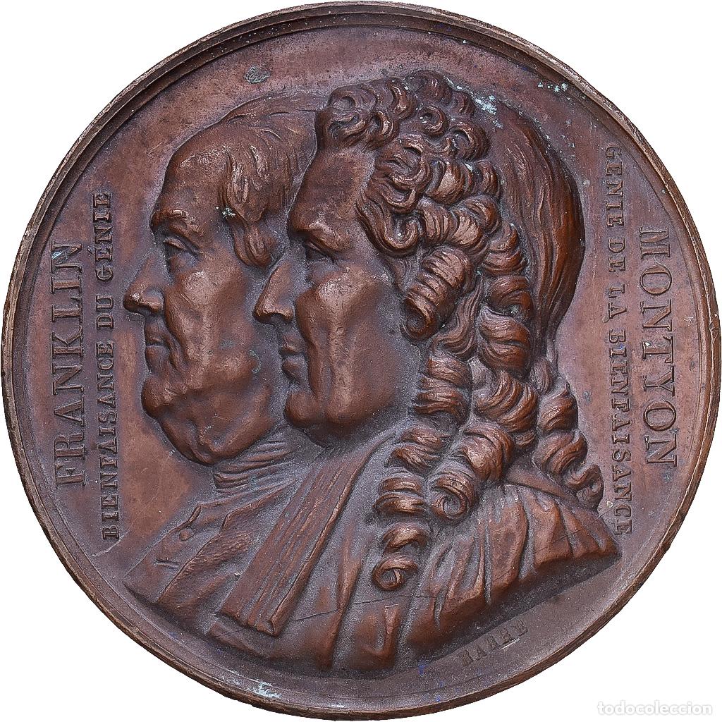 Medallas hist&oacute;ricas: [#1215204] Francia, medalla, FranklIn and Montyon, 1833, Bronce, Barre, MBC