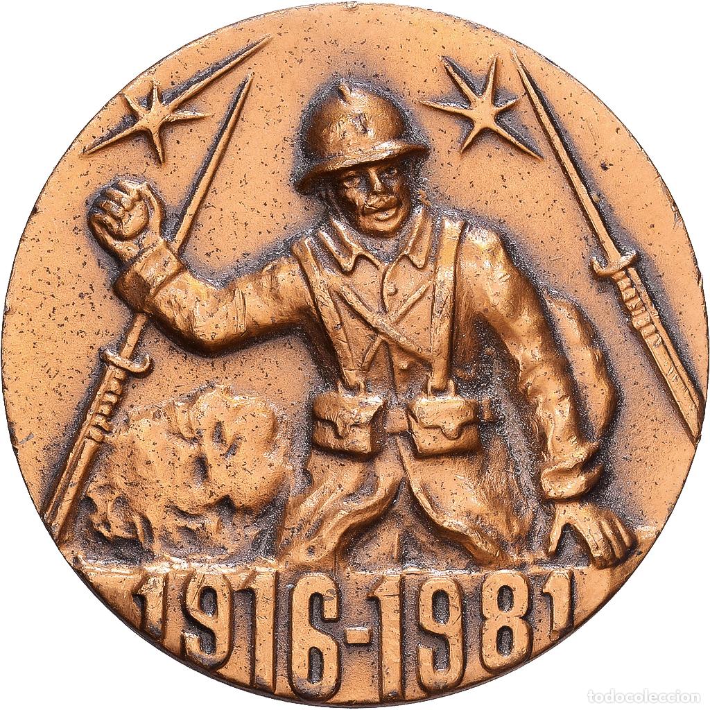 Medallas hist&oacute;ricas: [#1215251] Francia, medalla, 65&egrave;me Anniversaire de la Bataille de Verdun, 1981, Bronce