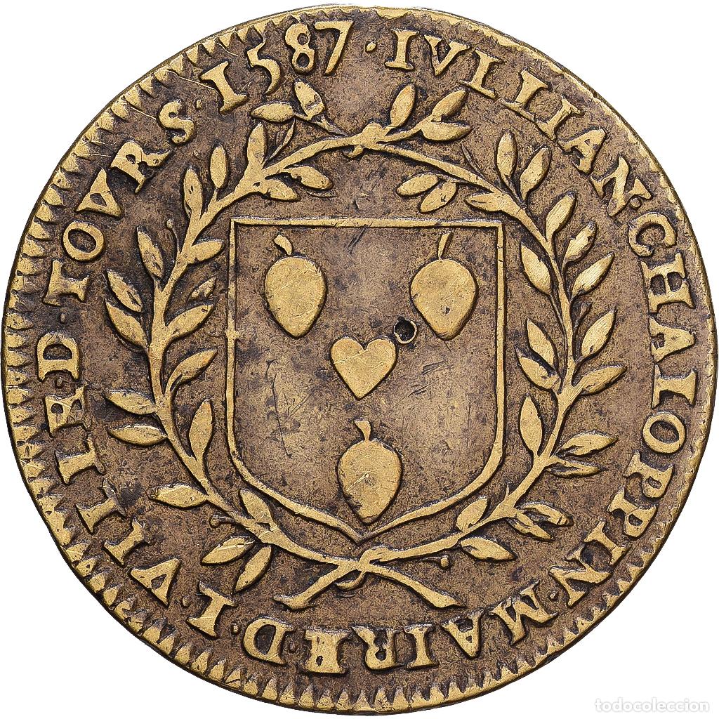 Medallas hist&oacute;ricas: [#1215300] Francia, zeton, TOURAINE - NOBLESSE ET VILLES , Julian Chaloppin, maire de