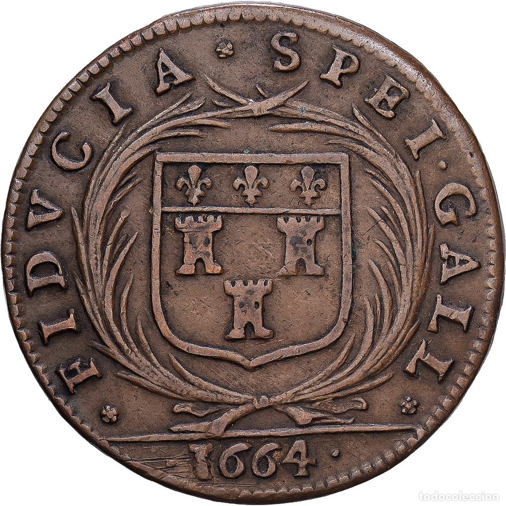 Medallas hist&oacute;ricas: [#1215304] Francia, zeton, TOURAINE - NOBLESSE ET VILLES, Charles Math&eacute; de Tours, 1664