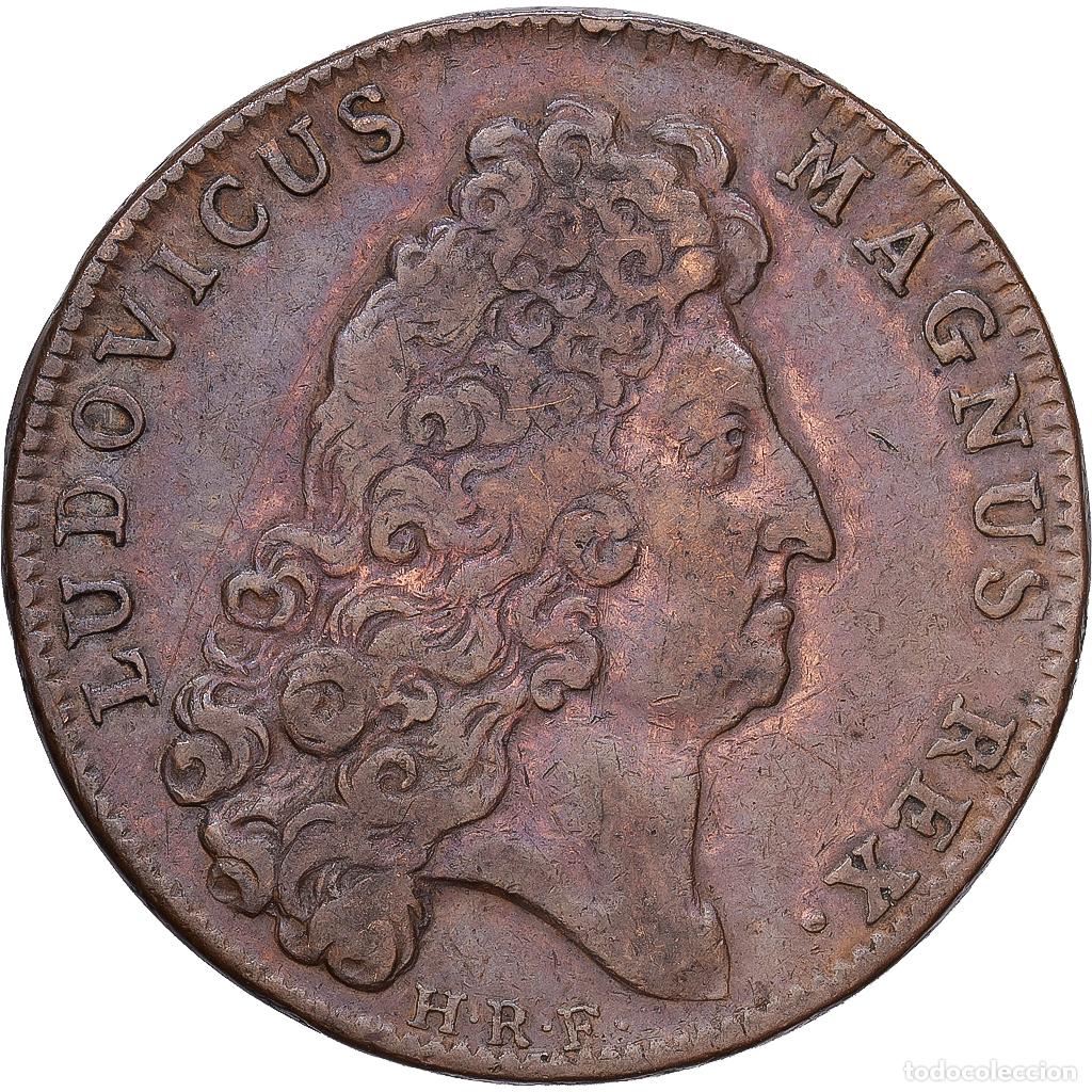 Medallas hist&oacute;ricas: [#1215306] Francia, zeton, Louis XIV, Chambre du Tr&eacute;sor Royal, 1705, Cobre, MBC