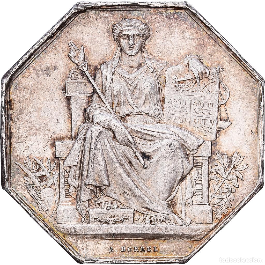 Medallas hist&oacute;ricas: [#1215587] Francia, zeton, Notaires de l'Arrondissement de Blaye, Plata, Borrel.A, MBC+