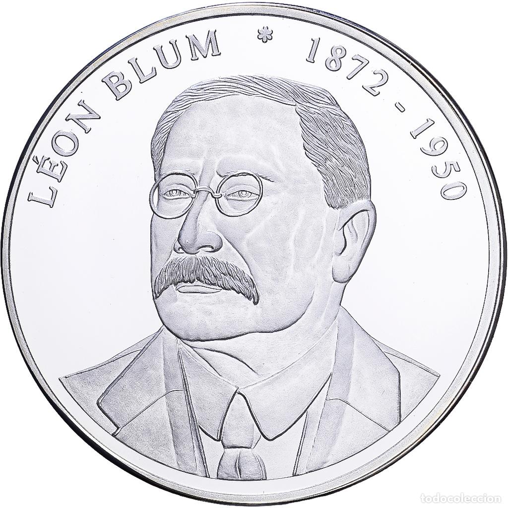 Medallas hist&oacute;ricas: [#1215689] Francia, medalla, Les Pr&eacute;sidents de la R&eacute;publique, L&eacute;on Blum, Copper Plated
