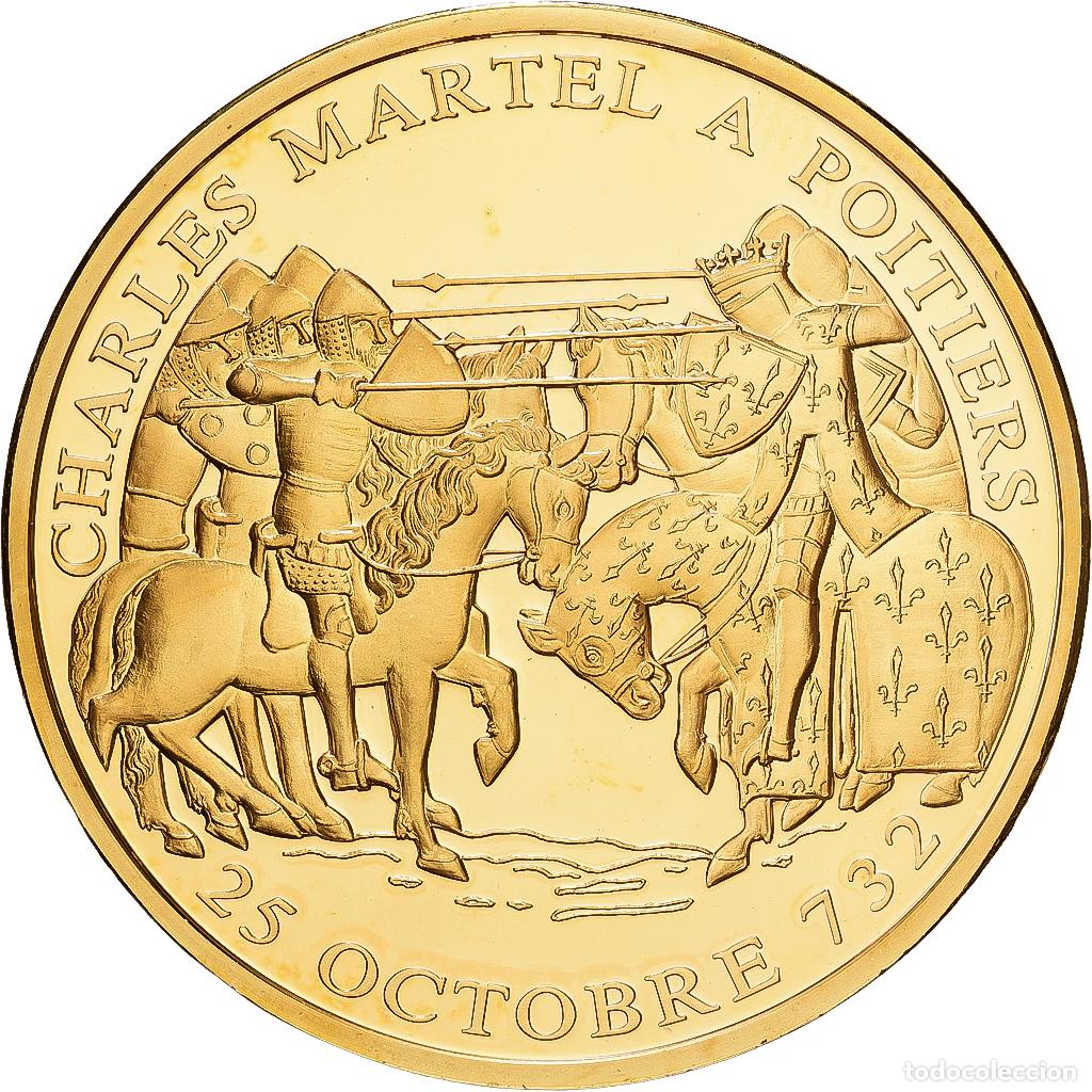 Medallas hist&oacute;ricas: [#1215703] Francia, medalla, Histoire de France, Charles Martel &agrave; Poitiers, Copper Gilt