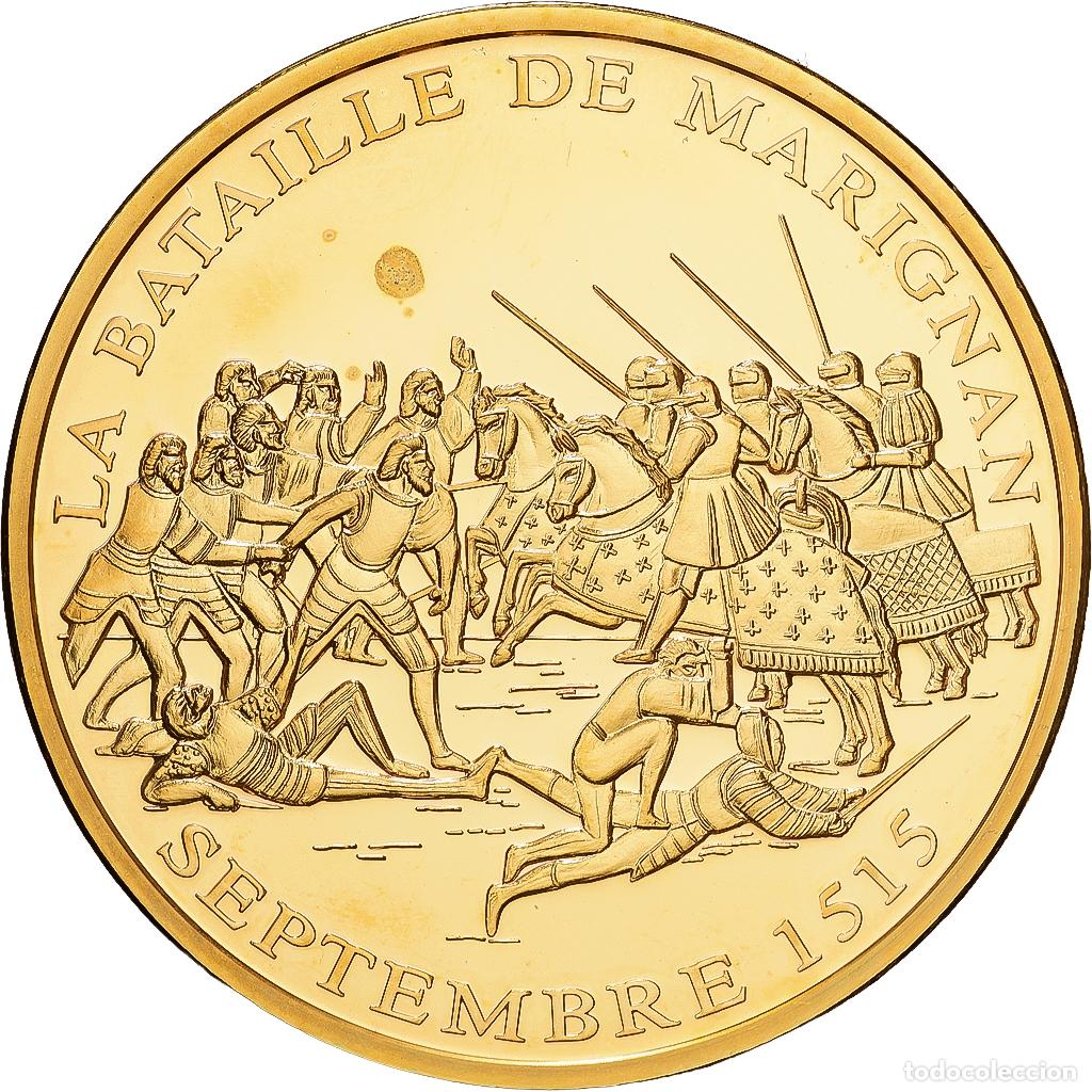 Medallas hist&oacute;ricas: [#1215705] Francia, medalla, Histoire de France, bataille de Marignan 1515, Copper Gilt