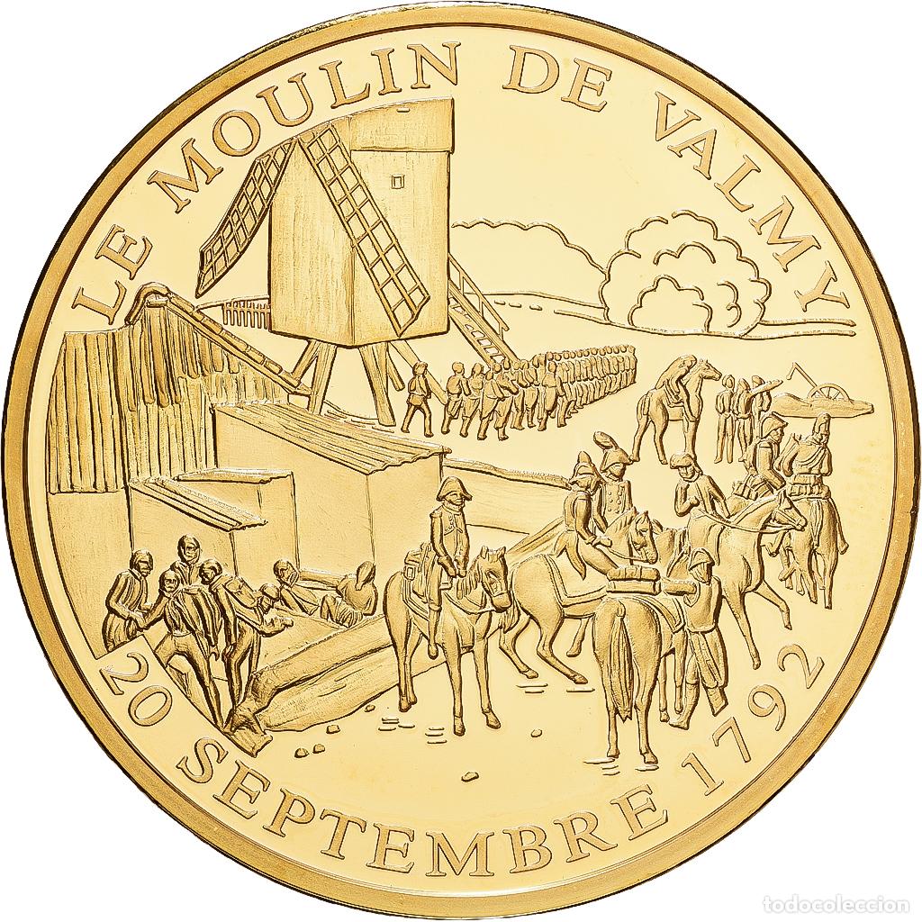Medallas hist&oacute;ricas: [#1215706] Francia, medalla, Histoire de France, Le Moulin de Valmy, Copper Gilt, FDC
