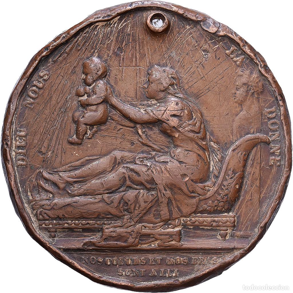 Medallas hist&oacute;ricas: [#1215721] Francia, medalla, Naissance de Henri Duc de Bordeaux, 1820, Bronce, BC+