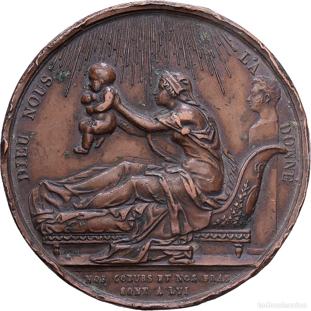 Medallas hist&oacute;ricas: [#1215722] Francia, medalla, Naissance de Henri Duc de Bordeaux, 1820, Bronce, BC+